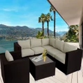 Brown Endora Corner Outdoor Wicker Furniture Lounge