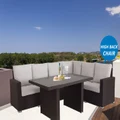 Brown Standford Wicker Outdoor Lounge Dining Setting