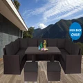 Brown Liberty Wicker Outdoor Lounge Dining Setting