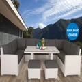 White Liberty Wicker Outdoor Lounge Dining Setting