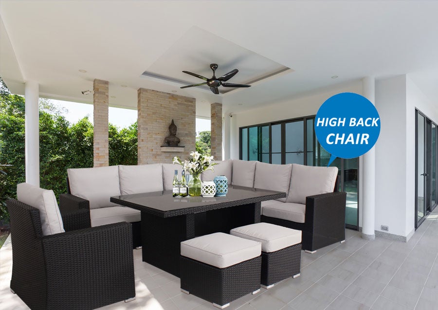 Black Orlando 2-In-1 Outdoor Lounge Dining Setting