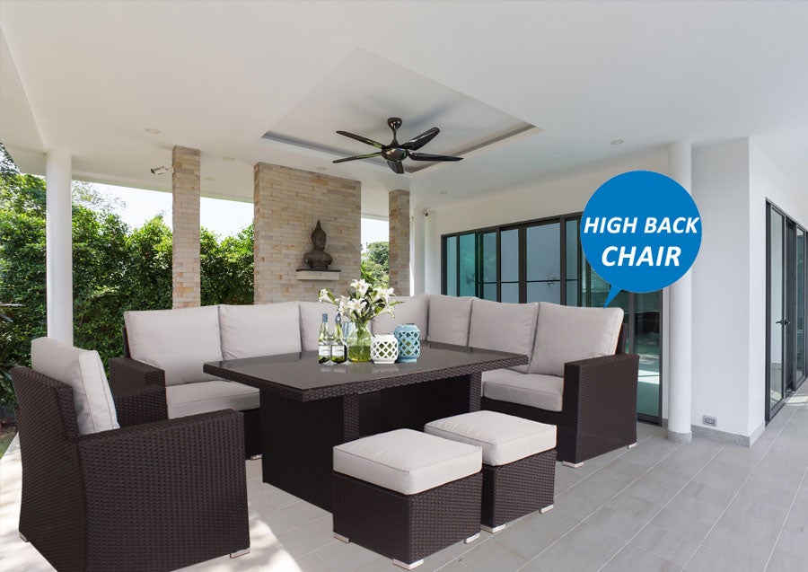 Brown Orlando 2-In-1 Outdoor Lounge Dining Setting