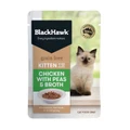 Black Hawk Grain Free Chicken With Peas And Broth In Rich Gravy Kitten Wet Food Pouch 85g 12 Cans
