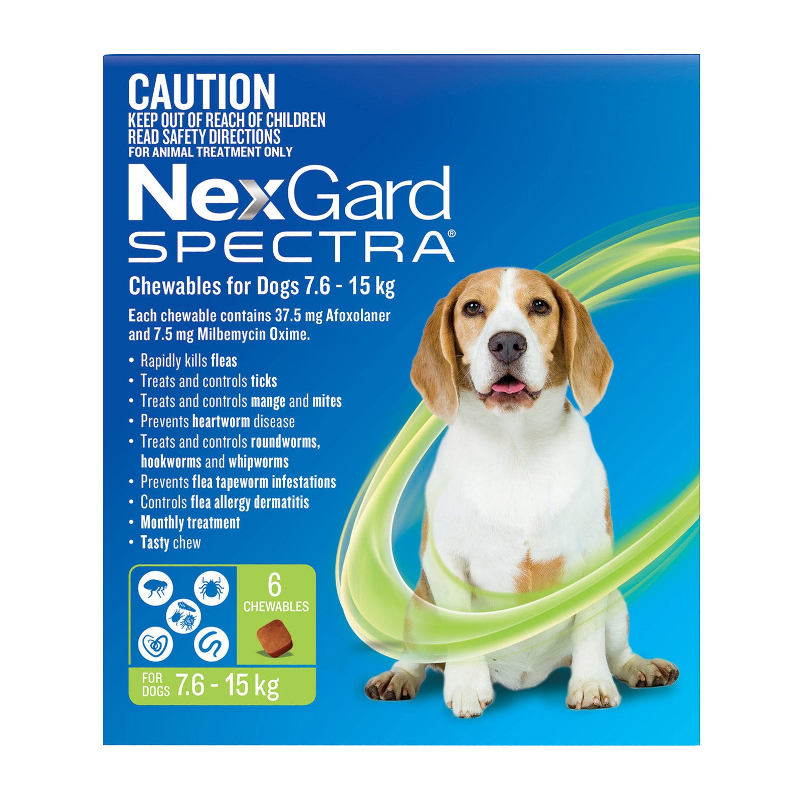Nexgard Spectra Medium Dogs 7.6 - 15kg Green 6 Pack
