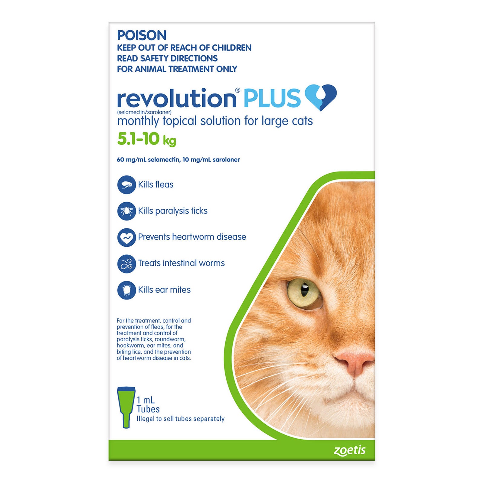 Revolution Plus For Large Cats 5 - 10kg Green 3 Pack