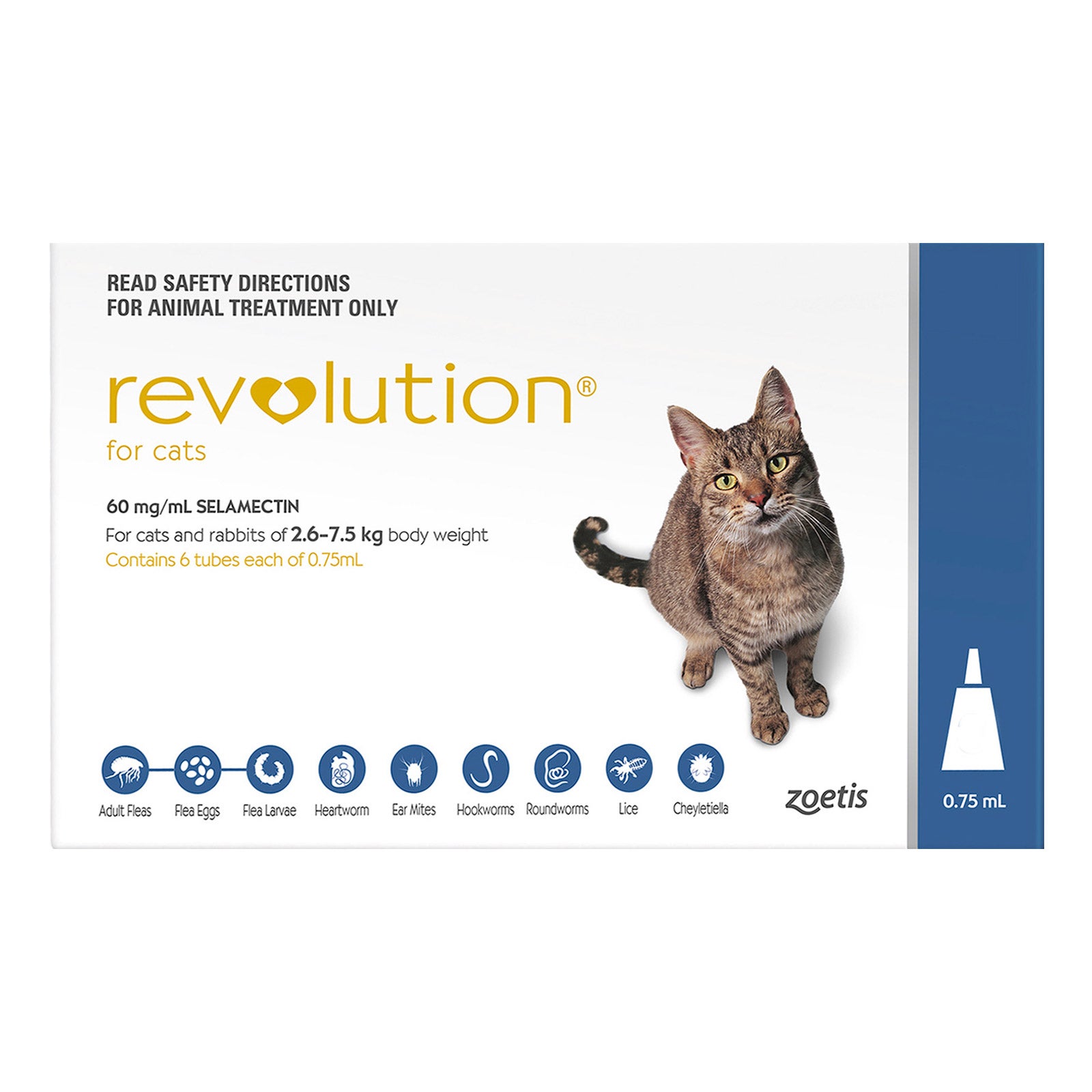 Revolution Selamectin For Cats - Large Cats Blue 6 Pack + 2 Doses Free