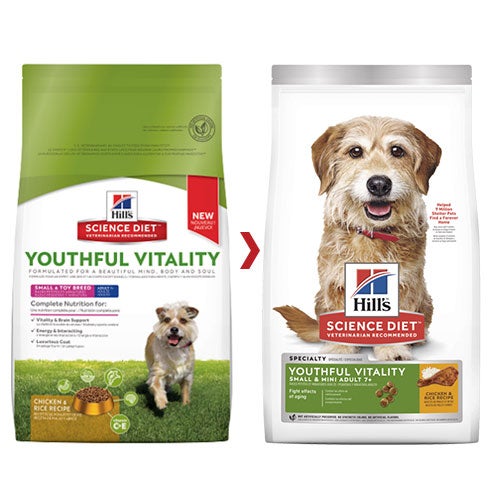 Hill's Science Diet Senior Vitality Small & Mini Adult 7+ Chicken & Rice Recipe Dry Dog Food 1.58 Kg