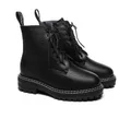 TARRAMARRA® Women Leather Sheepskin Wool Lace Up Black Boots Lana