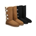 EVERAU® UGG Women Sheepskin Wool Triple button Boots Tall Espina