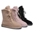 EVERAU® Women Sheepskin Wool Lace Up Ankle Fashion Boots Pathfinder
