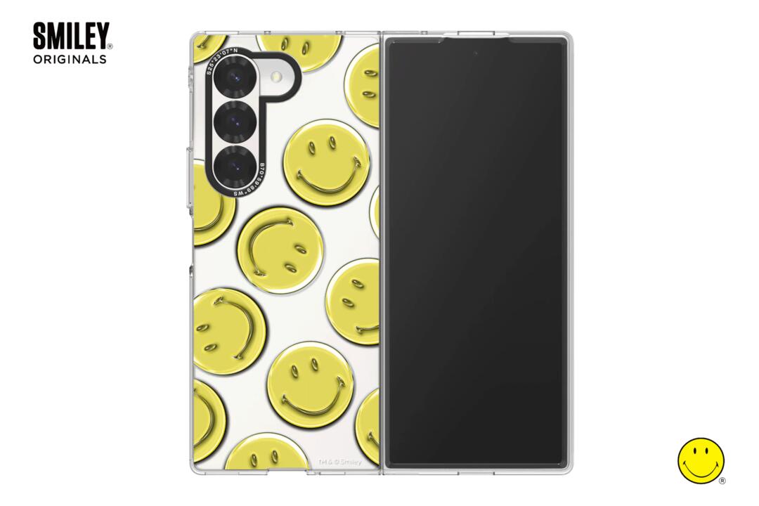 Samsung Smiley Yellow Slim Impression Case for Galaxy Z Fold6 (White)
