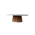 PIAZZA 6FT Rectangle Marble Dining Table - Natural, Walnut