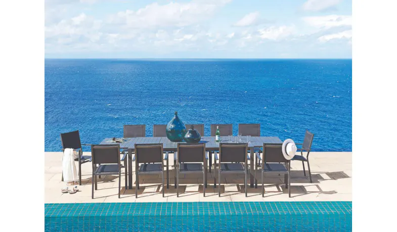 Bonnie Extension 1+12 Outdoor Dining Set - Gun Metal