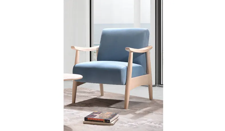Talia Wooden Arm Chair - Blue / Oak