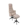 Lexxi Fabric Manual Recliner Arm Chair with Standing Stool - Khaki
