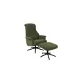 Lexxi Fabric Manual Recliner Arm Chair with Standing Stool - Green