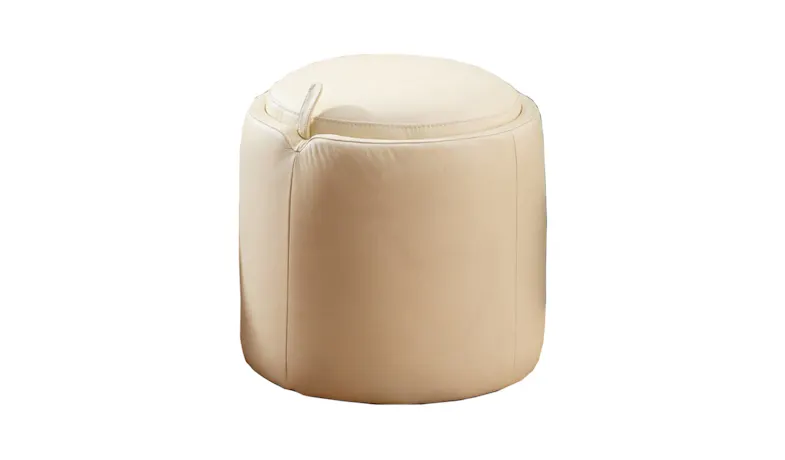 Ollo Round Leather Stool with Storage - White