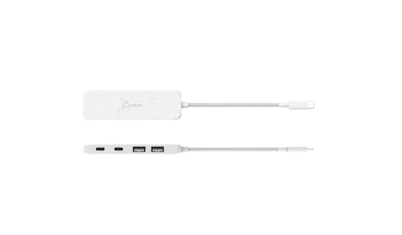 J5 Create Eco-Friendly USB-C to 4-Port Type-C & Type-A Gen 2 Hub - Pure White (JCH342EW)