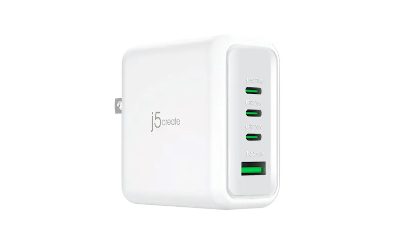 J5 Create 70W GaN USB-C 4-Port Charger - White (JUP4370F)