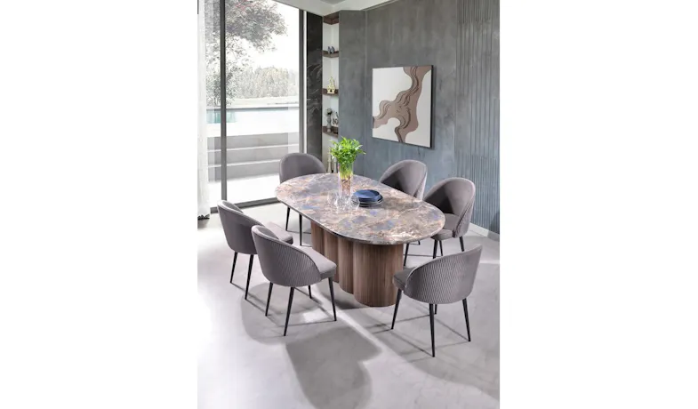 Tossa 6ft Marble Island Dining Table - Chocolate