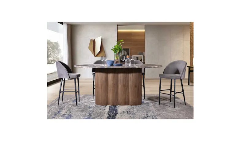 Tossa 6ft Marble Dining Table - Chocolate