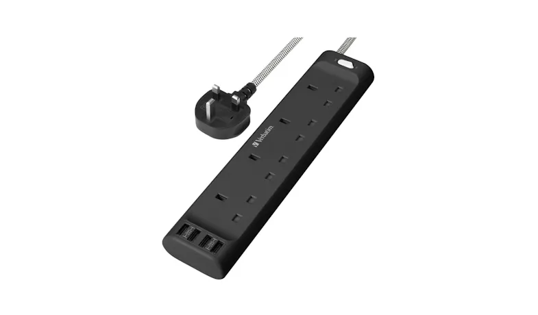 Verbatim 4 AC Outlets and 4 USB-A Ports 3250W Power Strip - Black (66685)