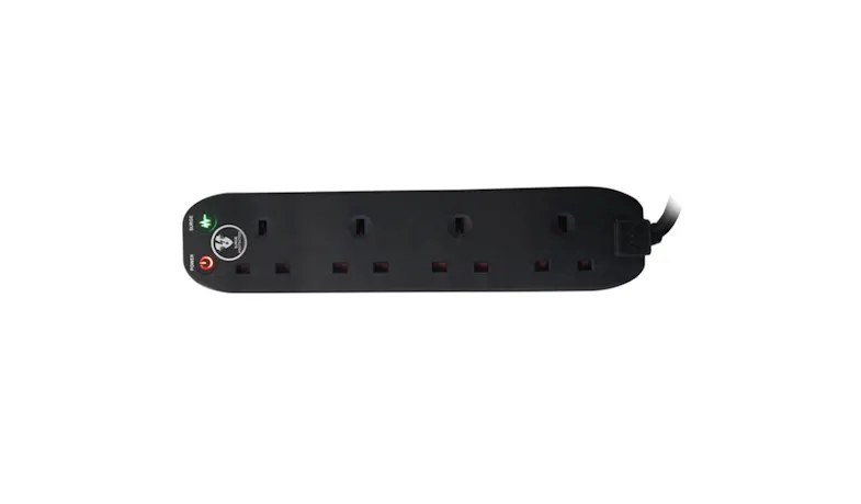 MasterPlug 4-Gang Surge Protector Extension Lead - Black (SRG42NB-MP)