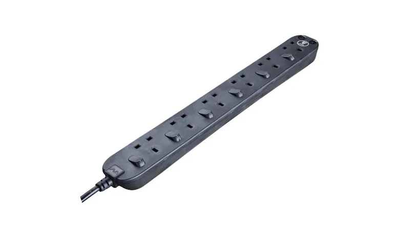 MasterPlug 6-Gang Switched Surge Protector Extension Lead - Black (SWSRG62NB-MPA)