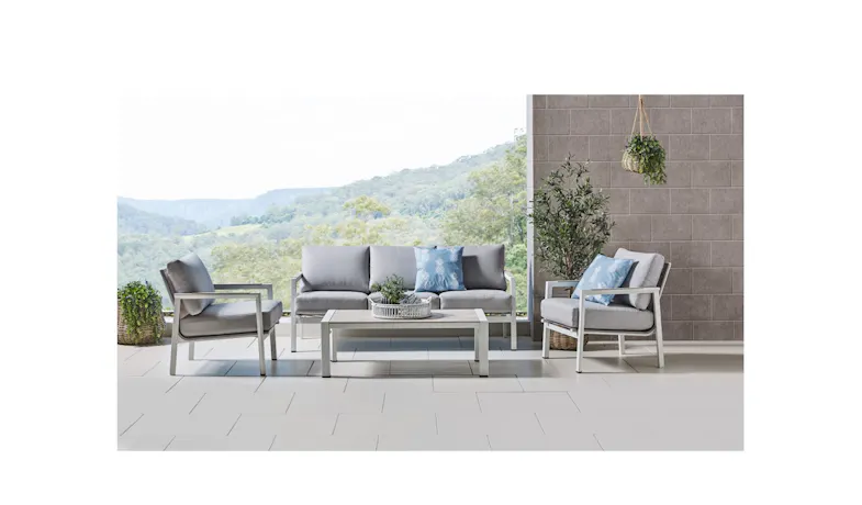 Isola 3pcs Lounge Sofas with Cushion + Coffee Table - White