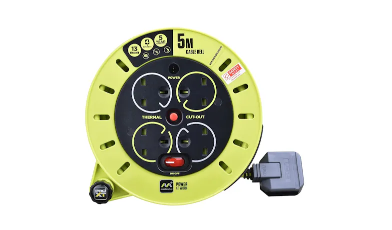 Masterplug Pro-XT 4X13A 5M Cable Reel - Yellow/Grey (CSU05134SL)