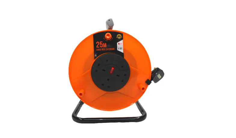 Zeatar 25M Big Reel Extension Cord with 3-Way Socket Roller - Orange (BRE 990-25)