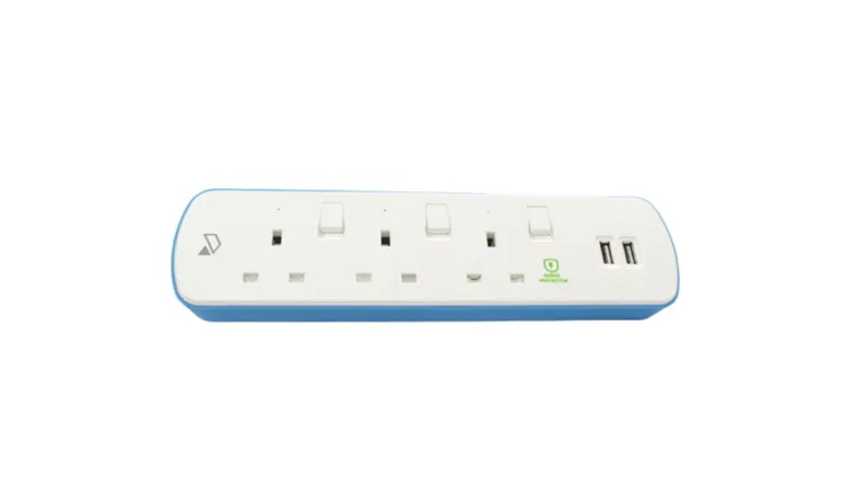 Zeatar 3-Way Portable Socket USB Surge Protector 2M - Blue (Z 333-BL)