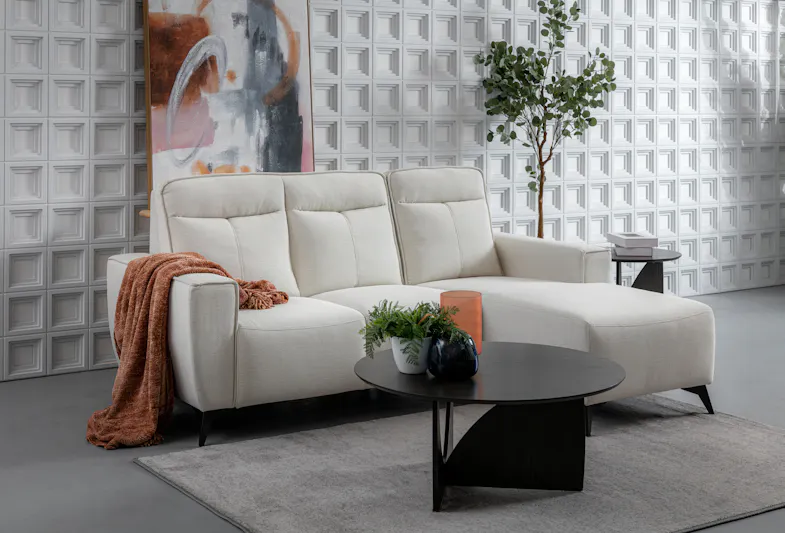 Polly Fabric 2 Seater L-Shaped Sofa - Beige