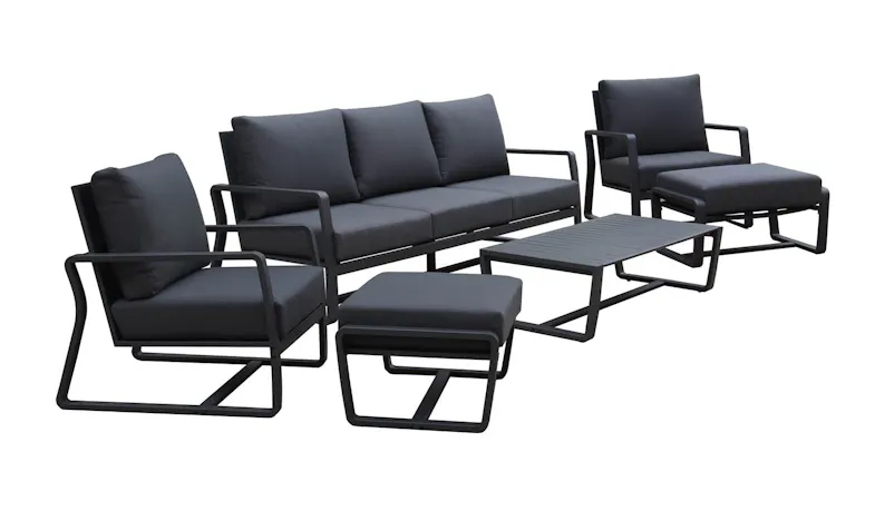 Bon Padded 3 Seater Sun Lounge Set - Black
