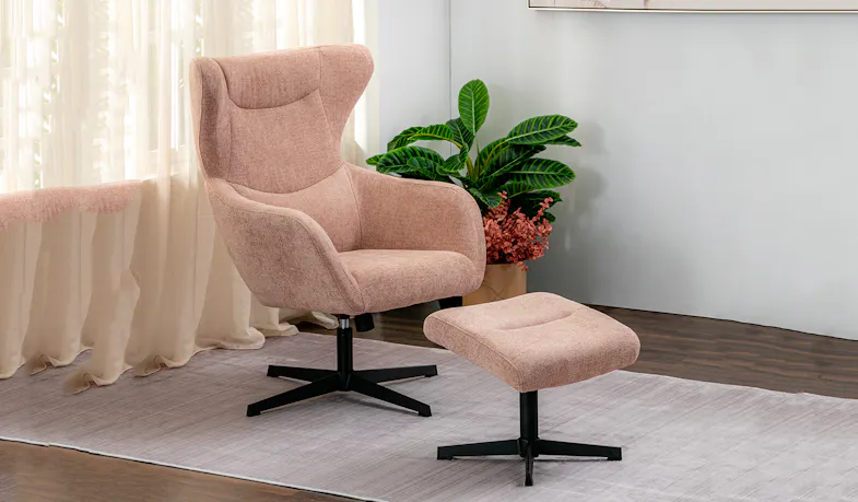 Tilley Lounge Chair with Ottoman - Pink