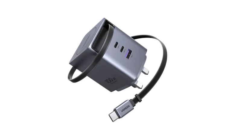 UGREEN Nexode Pro 100W GaN Fast Charger with Retractable USB-C Cable - Space Grey (UG-X616-65829)