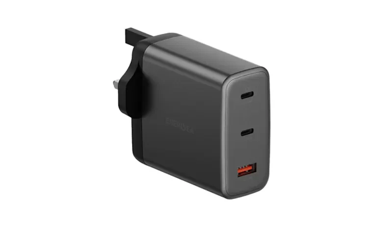 Energea Ampcharge 2-Port USB-C & 1-Port USB-A 100W GaN Wall Charger - Gunmetal (01782)