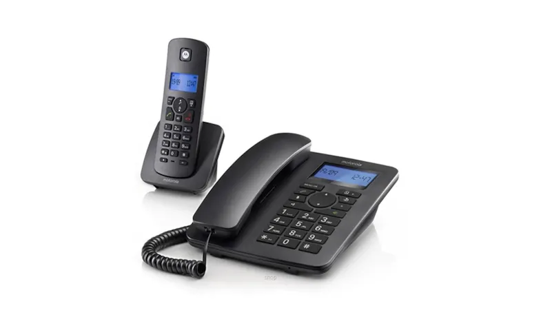 Motorola Voice Corded Telephone with Digital Cordless Handset Combo - Black (C4201)