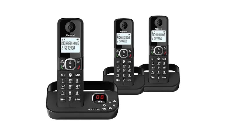 Alcatel F860 Voice Trio Cordless Phone Answering Machine - Black