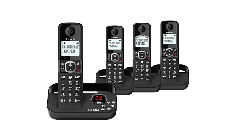 Alcatel F860 Voice Quad Cordless Phone Answering Machine - Black