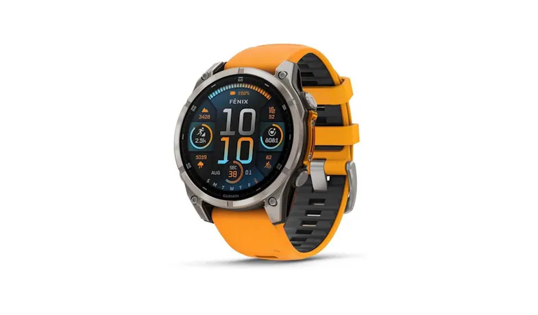 Garmin Fēnix 8 47mm AMOLED GPS Smartwatch - Sapphire, Titanium with Spark Orange/Graphite Silicone Band (010-02904-19)