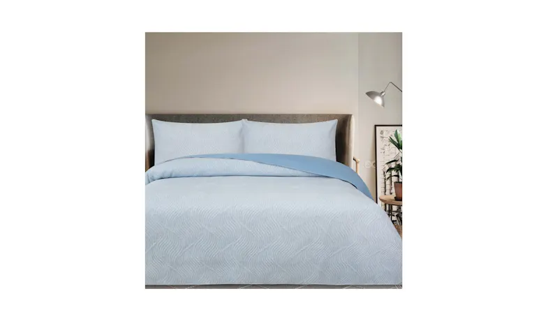 Soho Embossed King Size Quilt Cover - Blue