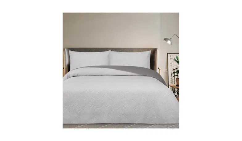 Soho Embossed King Size Quilt Cover - Silver
