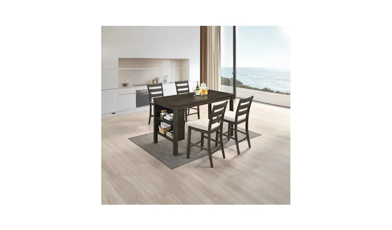 Dekkon Counter Height 1 + 4 Dining Table and Chair - Wenge