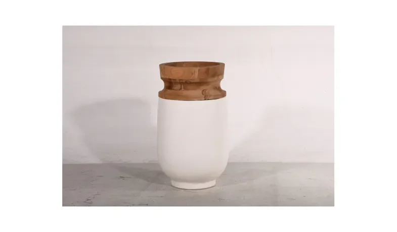 Xylo Small Vase - Natural/White