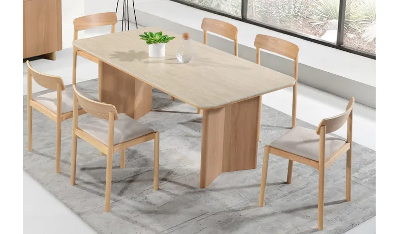 Ricco Dining Chair - Travertine/Natural Oak