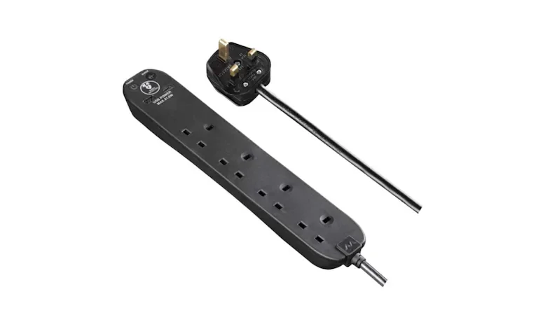 Masterplug 4 Socket 2M Surge Protected Extension - Black (SRGUAC2042NB)