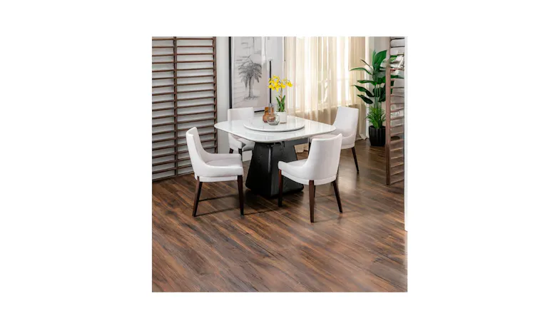 Starla Extendable Dining Table with Laser Marble Top and Lazy Susan