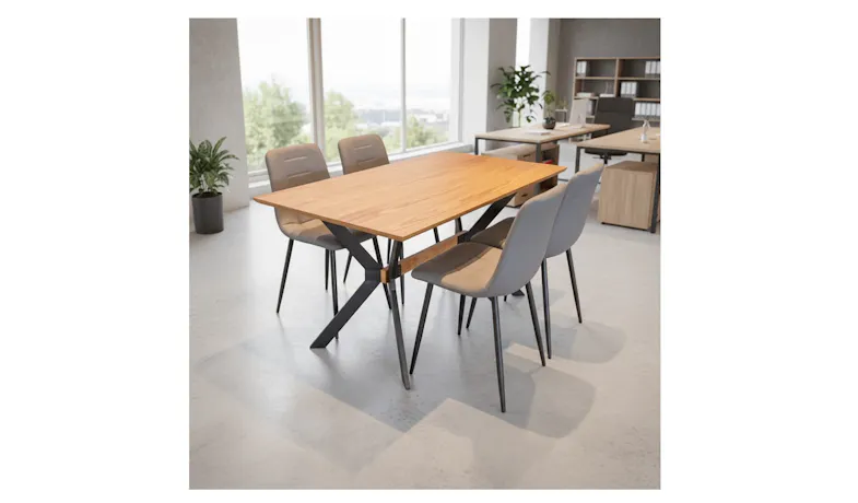 Shini 1+6 Rectangle Dining Table with 6 Dining Chairs