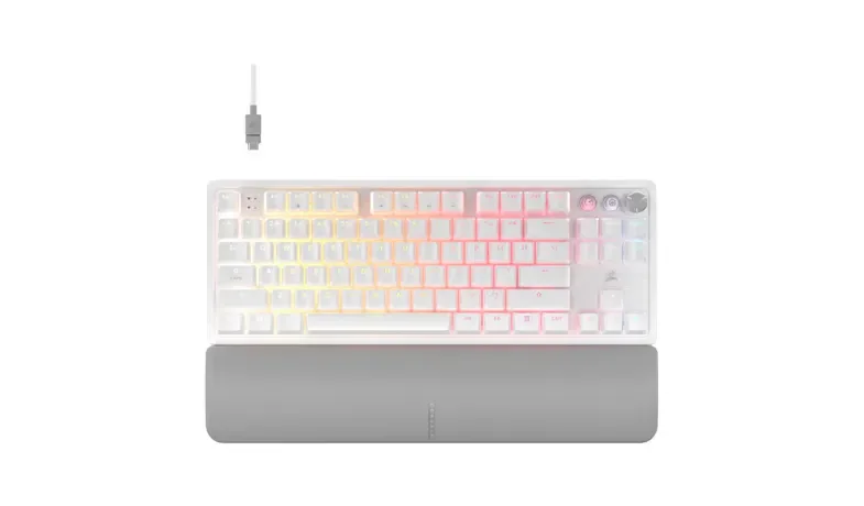 Corsair K70 Pro TKL High-Performance Hall Effect Programmable Gaming Keyboard with Rapid Trigger - White (CH-911921G-NA)